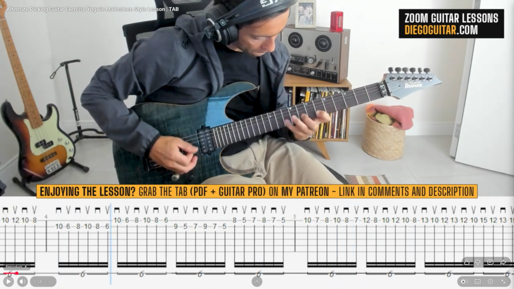 Alternate Picking Exercise Yngwie Malmsteen Style TAB